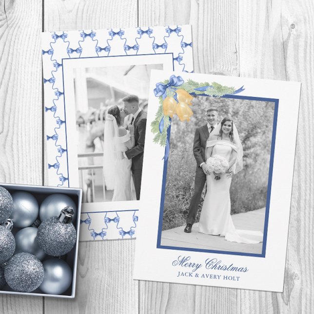 Cartão De Festividades Foto de Natal ou Sinos de Casamento em Água (Criador carregado)