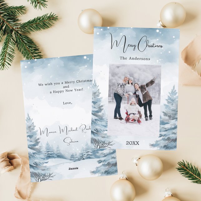Cartão De Festividades Foto de Natal Paisagem de inverno (Criador carregado)