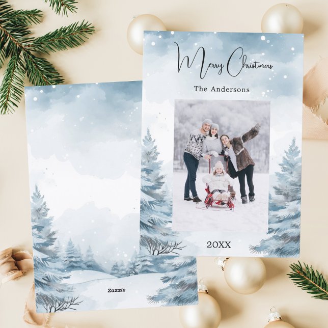 Cartão De Festividades Foto de Natal Paisagem de inverno (Criador carregado)