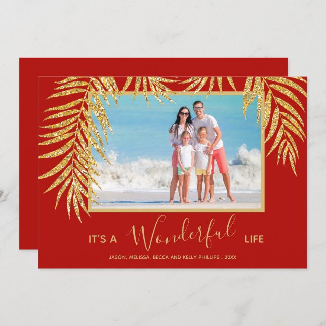 Cartão De Festividades Foto de Natal Palm (Frente/Verso)