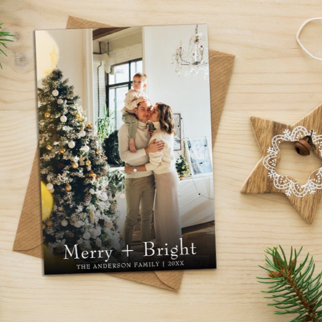 Cartão De Festividades Foto de Natal para máquinas de escrever preto e br (Criador carregado)