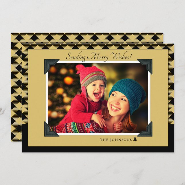 Cartão De Festividades Foto de Natal para Verificação de Buffalo Preto e  (Frente/Verso)