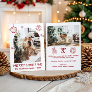 Cartão De Festividades Foto de Natal Personalizada da Família
