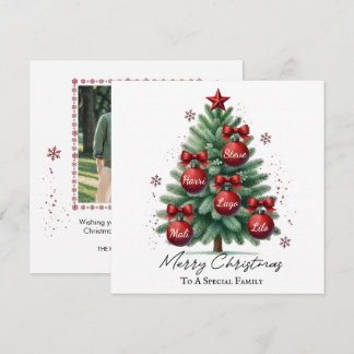 Cartão De Festividades Foto de Natal Personalizada da Família com Nomes C