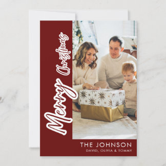 Cartão De Festividades Foto de Natal Personalizada da Família | Moderno V