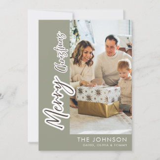 Cartão De Festividades Foto de Natal Personalizada da Família | Moderno V