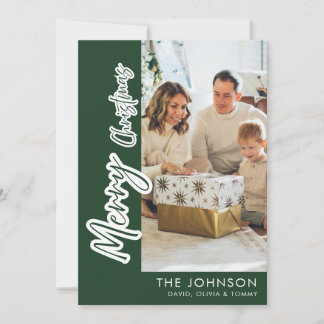 Cartão De Festividades Foto de Natal Personalizada da Família | Moderno V