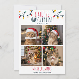 Cartão De Festividades Foto de Natal Personalizada da Lista Maldita de Cã