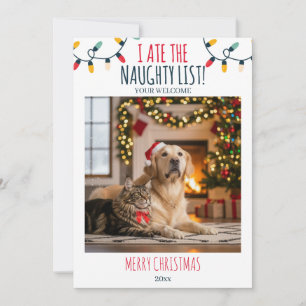 Cartão De Festividades Foto de Natal Personalizada da Lista Maldita de Cã