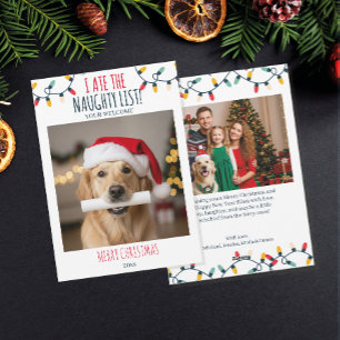Cartão De Festividades Foto de Natal Personalizada da Lista Maldita de Cã