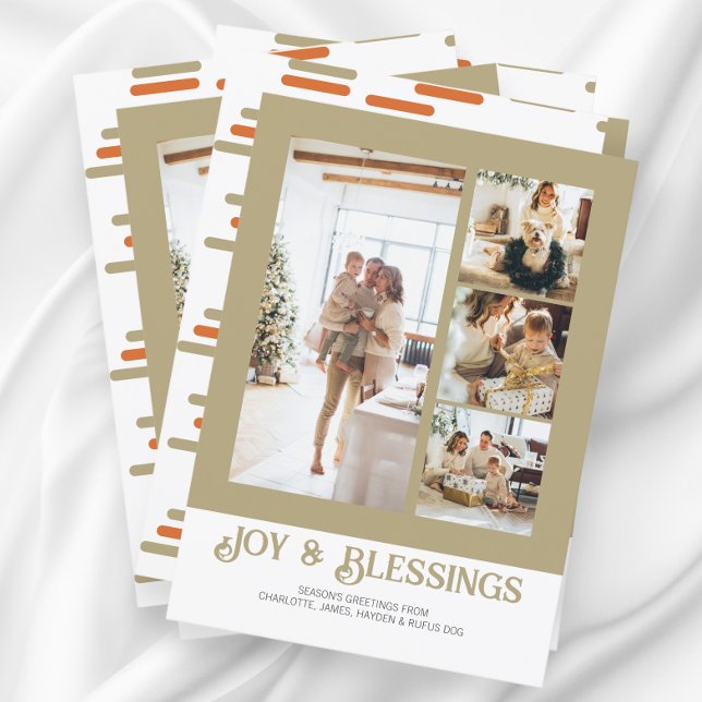 Cartão De Festividades Foto de Natal Personalizada do Bloco Moderno 4 (Modern Block 4 Photo Christmas Personalized Holiday Cards from Ricaso)