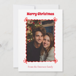 Cartão De Festividades Foto de Natal Personalizada Red Coquette
