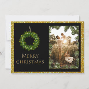 Cartão De Festividades Foto de Natal Personalizar Imagem de Nome Elegante