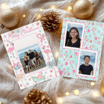 Cartão De Festividades Foto de Natal Pink & Aqua Flamingo Beach<br><div class="desc">PreppyPrint.com - Celebre o Natal em estilo! Adicione seu toque personalizado a esses cartões de Natal. Transfira este design para os produtos de sua escolha também! Clique na caixa em "Logotipo Zazzle" para remover o logotipo Zazzle da parte traseira da placa. Visite minha loja de designers, PreppyPrint.com, para coordenar itens....</div>