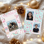 Cartão De Festividades Foto de Natal Pink & Aqua Flamingo Beach<br><div class="desc">PreppyPrint.com - Celebre o Natal em estilo! Adicione seu toque personalizado a esses cartões de Natal. Transfira este design para os produtos de sua escolha também! Clique na caixa em "Logotipo Zazzle" para remover o logotipo Zazzle da parte traseira da placa. Visite minha loja de designers, PreppyPrint.com, para coordenar itens....</div>