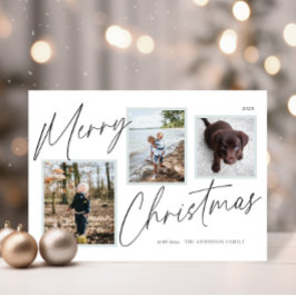 Cartão De Festividades Foto de Natal Preto e Branco Alegre
