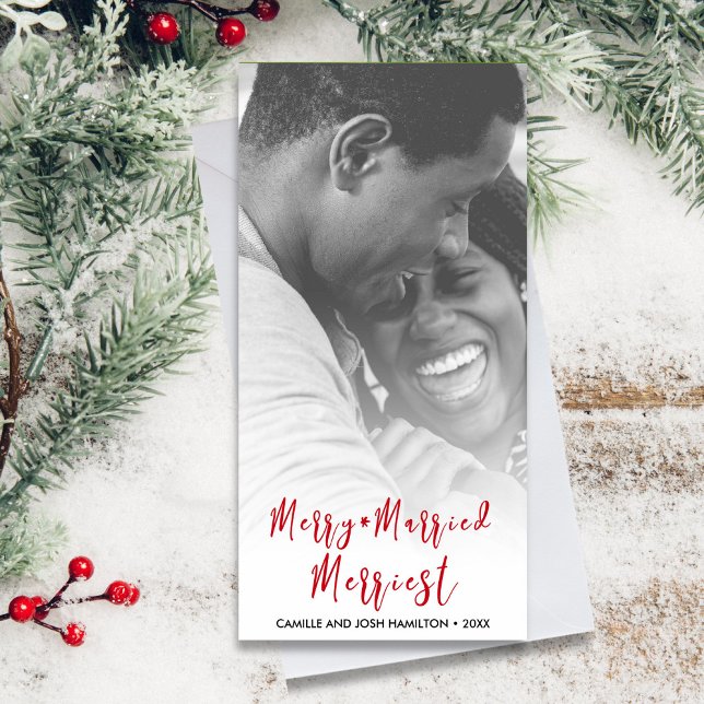 Cartão De Festividades Foto de Natal recém-casada do recem casados (Criador carregado)