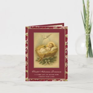 Cartão De Festividades Foto de Natal Religiosa do Menino Jesus Vintage 