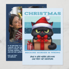 Cartão De Festividades Foto de Natal Retro de Gato Engraçado e Legal com