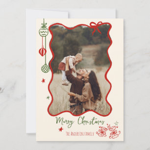 Cartão De Festividades Foto de Natal Retroativa do Desenho da Mão
