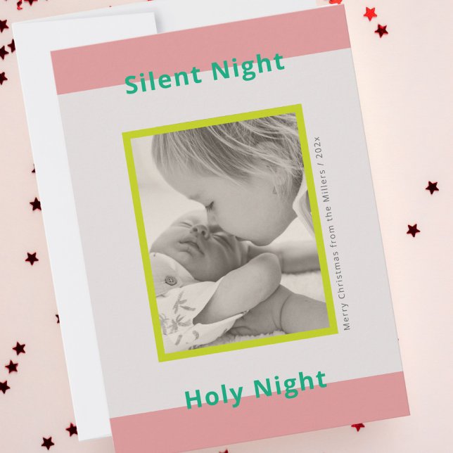 Cartão De Festividades Foto de Natal saudando bebê recém-nascido (Criador carregado)