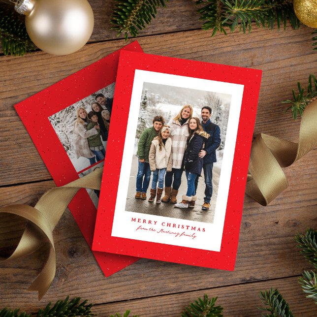 Cartão De Festividades Foto de Natal simples com manchas vermelhas (Criador carregado)
