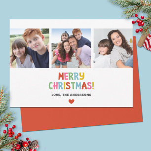 Cartão De Festividades Foto de Natal Simples e Colorida