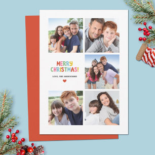 Cartão De Festividades Foto de Natal Simples e Colorida