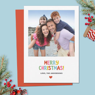 Cartão De Festividades Foto de Natal Simples e Colorida