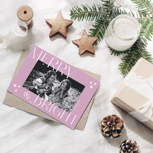 Cartão De Festividades Foto de Natal simples e elegante e feliz (Criador carregado)