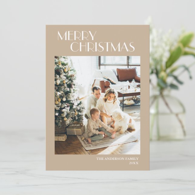 Cartão De Festividades Foto de Natal Simples e Moderno (Em pé/Frente)