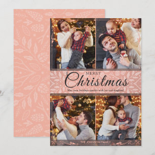 Cartão De Festividades Foto de Natal Simples Elegante Cor-de-Rosa 4