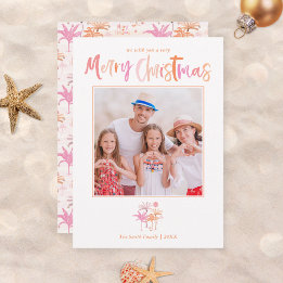 Cartão De Festividades Foto de Natal Tropical com Palmeira Elegante