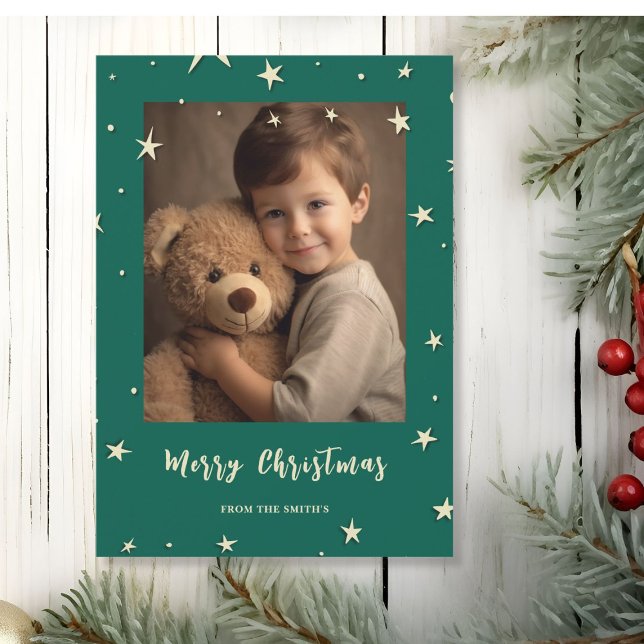 Cartão De Festividades Foto de Natal verde feliz (Criador carregado)