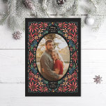 Cartão De Festividades Foto de Ornamentado Maximalista Poinsettia<br><div class="desc">Quadro original ilustrado feito de poinsettias e folhas sagradas. Também disponível na orientação alternativa</div>
