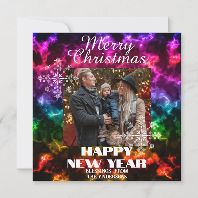 Cartão De Festividades Foto de ornamento multicolorido (Frente)