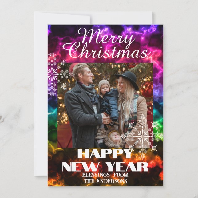 Cartão De Festividades Foto de ornamento multicolorido (Frente)