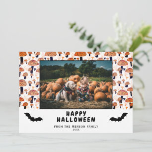 Cartão De Festividades Foto de Outono de Morango Laranja de Halloween Mor