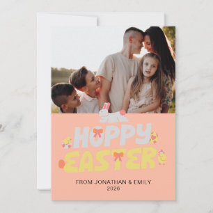 Cartão De Festividades Foto de Páscoa Feliz com Padrão Moderno Simples El