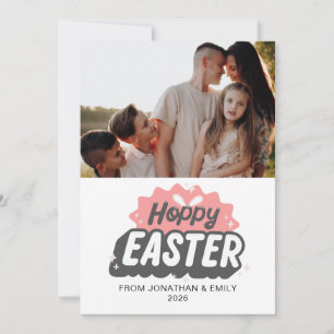 Cartão De Festividades Foto de Páscoa Feliz com Padrão Moderno Simples El