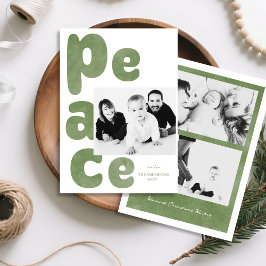 Cartão De Festividades Foto de PAZ em Verde Sage Moderno