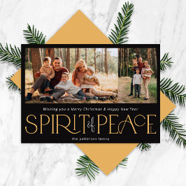 Cartão De Festividades Foto de paz simples Dourada