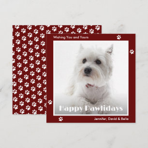 Cartão De Festividades Foto de Pegadas de Pata de Westie Vermelha