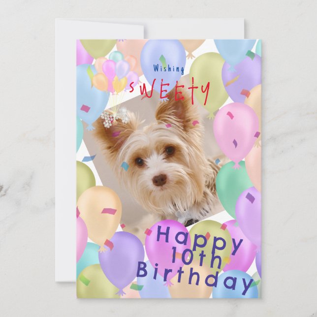 Cartão De Festividades Foto de Pet Pastel Balão (Frente)