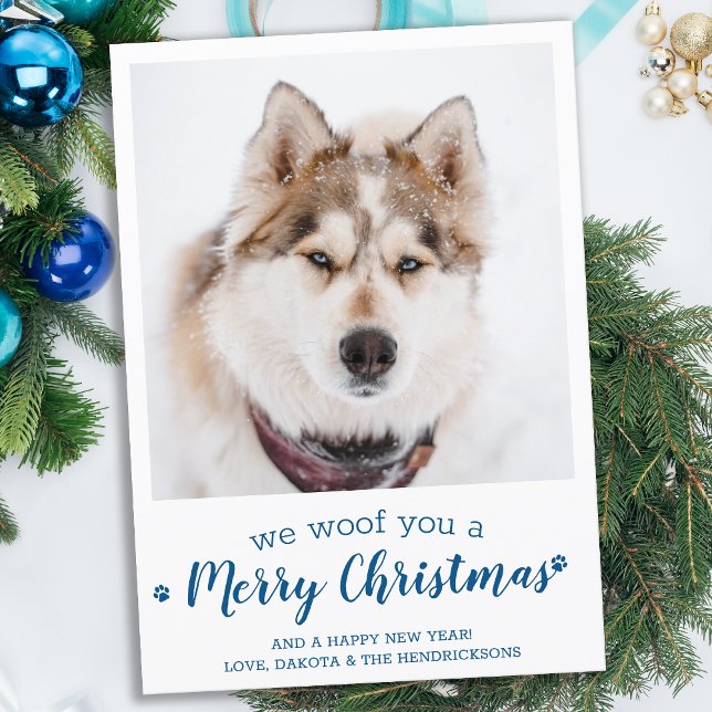 Cartão De Festividades Foto de Pet Personalizada Feliz Cachorro de Natal (Criador carregado)