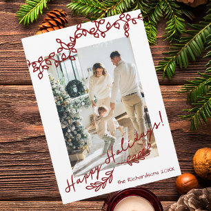 Cartão De Festividades Foto de Portas de Natal Cores Editáveis