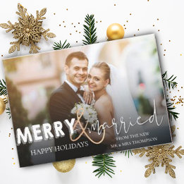 Cartão De Festividades Foto de Primeiro Natal Feliz e Casado