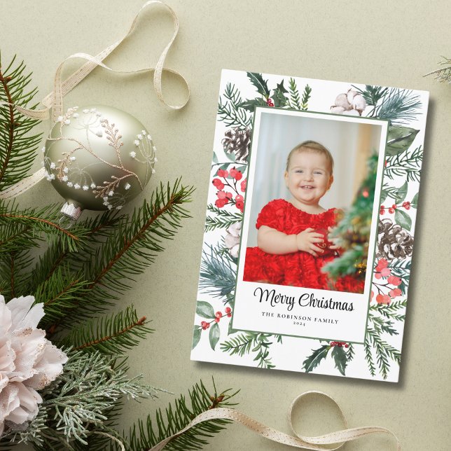 Cartão De Festividades Foto de Quadro Botânico Feliz Natal (Criador carregado)