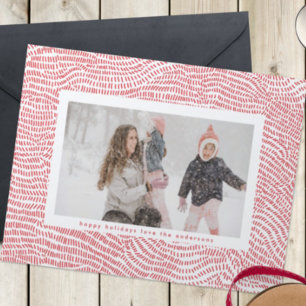 Cartão De Festividades Foto de Quadro de Natal Vermelho e Branco Moderno 