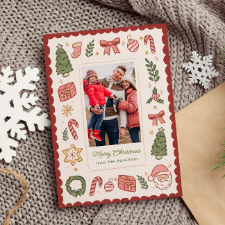 Cartão De Festividades Foto de rabiscos de Natal desenhados à mão e capri